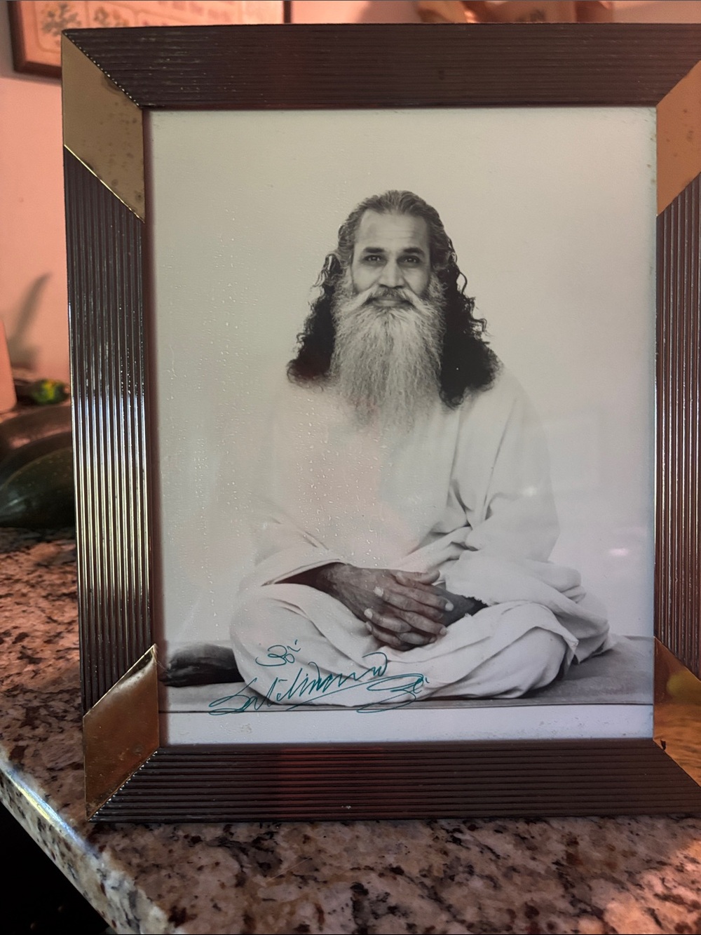 Sri Swami Satchidanda~ Autographed  Portrait in Frame Vintage ~ Authenticated